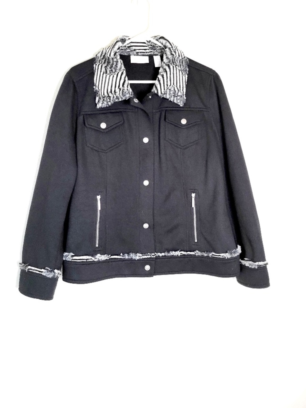 Chico's Jacket With Faux Fur Trim - 3 (XL)